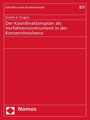 cover image of Der Koordinationsplan als Verfahrensinstrument in der Konzerninsolvenz